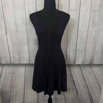 Free People Women's XS Navy Polka Dot Stretchy Fit-N-Flare Knee Length Dress - Image 1 of 4