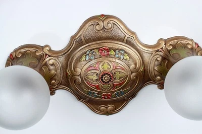 Antique Vintage 1930's Fleur-De-Lis Ceiling Light Flush Chandelier 4 AVAILABLE - Image 1 of 4