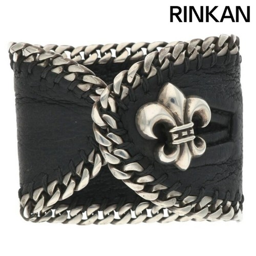 CHROME HEARTS Bracciale uomo pelle catena intera cuori cromati LTHR PLS BS usato0c71eda6b4