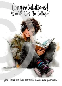 Congratulations, You're Off To College A5 Size Card & Envelope For Him Male - Picture 1 of 5
