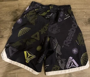 Reebok Gray Green Purple Zipper Pocket Athletic Shorts Colorful Sz L 10/12 EUC - Picture 1 of 14