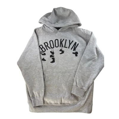 NBA Brooklyn Nets Sudadera con Capucha Gris Pullover Sudadera Jóvenes Niños Mediana NUEVO Foto 1 de 4