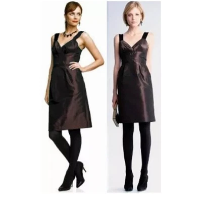 Banana Republic Iridescent Taffeta Dark Brown Pleated Cocktail Dress 2P NWOT - Image 1 of 4