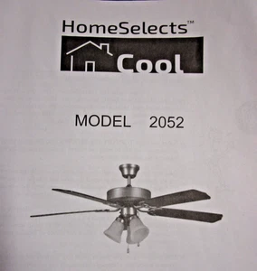 CEILING FAN WITH LIGHT AND GLASS GLOBES 52" BRUSHED NICKEL - HOME SELECTS #2052 - Picture 1 of 7