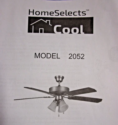 CEILING FAN WITH LIGHT AND GLASS GLOBES 52" BRUSHED NICKEL - HOME SELECTS #2052 - Image 1 of 4