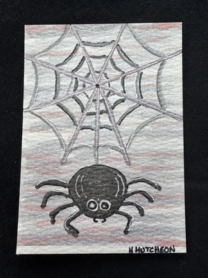 ACEO Original Mini Painting Spider Web In Mixed Media - Image 1 of 3