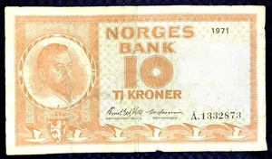 1971 NORWAY - 10 KRONER - VF - L2 - Picture 1 of 3