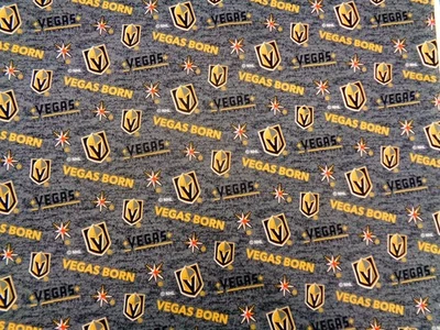LAS VEGAS KNIGHTS DESIGN 100% COTTON 1/2 YARD PIECE BRAND NEW GREY FABRIC - Image 1 of 4