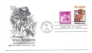 1801 Will Rogers, Performing Arts, Artcraft comb w/975  FDC - Picture 1 of 1