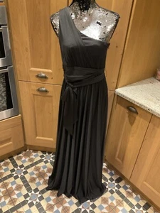 BIBA @House Of Fraser schwarze Einschulterkrawatten mittellanges Kleid Größe 12M Neu - Bild 1 von 22