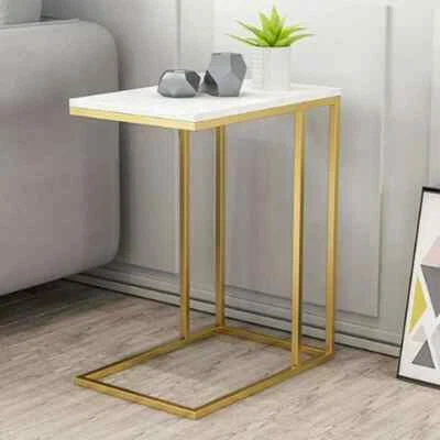 Marble Effect End Table Office/ Home Sofa Side Coffee/Tea Laptop Storage Table - Image 1 of 4