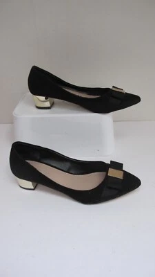 Size 3 CARVELA Black Suede Court Shoes- Gold Low Heel- VGC - Image 1 of 4