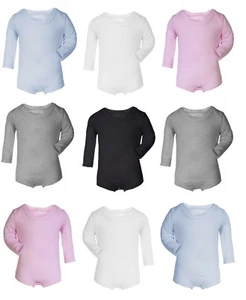 100% Cotton BABY BOY/GIRL Long Sleeve Babygrow Vest Grow Bodysuit Newborn Plain - Picture 1 of 6