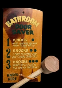 Vintage ‘60’s WOOD PLAQUE SIGN Bathroom Humor Funny Free S/H Of - Picture 1 of 3