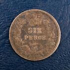 1880 Great Britain Six Pence, F Condition, Victorian Era Silver  KM 757 #41