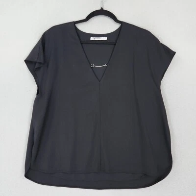 Alexander Wang рубашка женщин 6 черный V шеи легкий Boxy блузка пуловер - Изображение 1 из 4