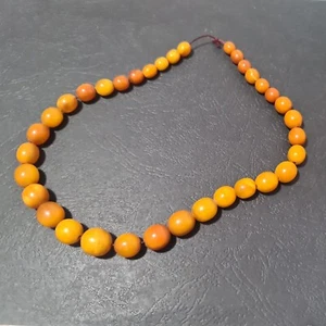 Collana Pietra Ambra Baltica Antica Naturale 23,5 g Butterscotch Uovo Tuorlo Naturale - Foto 1 di 12