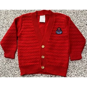 Vintage GOOD LAD Red Acrylic Gold Button Cardigan Sweater Long Sleeve USA Sz 2T - Picture 1 of 4