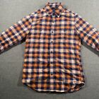 J Crew Flannel Button Shirt Mens Size XS Orange Plaid Long Sleeve Lightweight