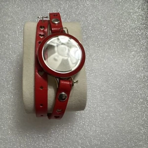 Origami Owl 8.5” Red Heart Leather Double Wrap Medium Locket Bracelet - Picture 1 of 4