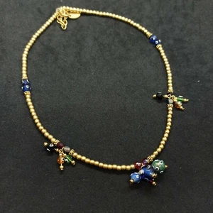 Vintage Halskette Glas Evil Eye Charms Cluster goldfarben Station Y2K Deadstock - Bild 1 von 11