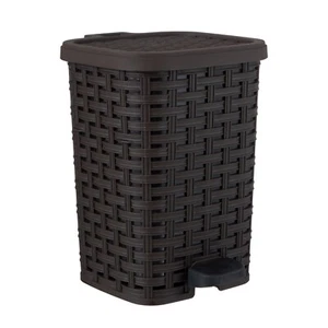 Superio Wicker Style Step-On Trash Can – 1.6 Gallon, Brown - Picture 1 of 9