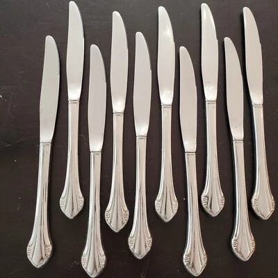 10 Dinner place knives Oneida Ltd 1881 Rogers BITTERSWEET/ REPOSE Stainless - Image 1 of 4