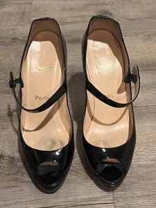 Christian Louboutin IOWA ZEPPA Patent Black Mary Jane Platform Shoes 39 - Picture 1 of 10