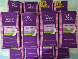 LOT (12) POISE DAILY PANTILINERS REGULAR LENGTH FRESH PROTECTION 48 LINERS EACH - Picture 1 of 2