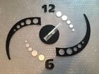 NEUF 18 POUCES noir et argent 3D Polka Dot Swoosh ensemble d'horloge murale acrylique Polka Dot