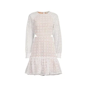 Michael Kors Eyelet Dress Long Sleeve Cutout White Mini Size 4 Sexy NWT $189 - Picture 1 of 16