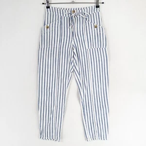 Pantalones American Eagle para mujer 2 azules blancos ingeniero rayas tobillo cónico informales - Imagen 1 de 9