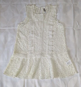 Beautees Girl's Size Large Lace Ruffle Knit Top Sleeveless Ivory Cottagecore - Picture 1 of 13