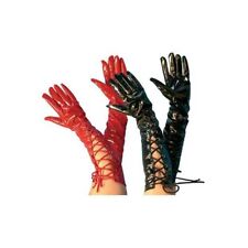 Long Lace Up Vinyl Gloves Adult Womens Halloween Costume Fancy Dress