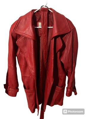 Chaqueta de cuero vintage Boundary Waters usada en excelente estado talla mediana roja  Foto 1 de 4
