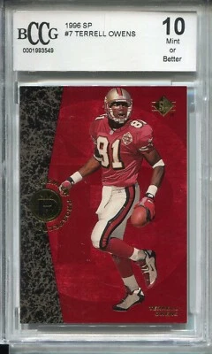 1996 SP Football #7 Terrell Owens Rookie Card RC Beckett Graded BCCG 10 - Image 1 of 2