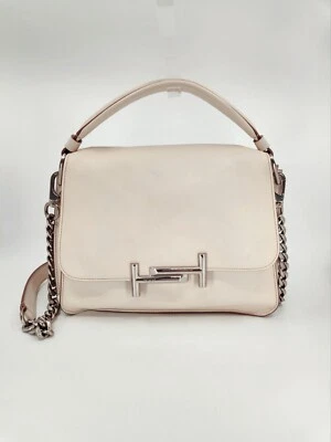 Tod’s Amu Nouva Piccola Chalk Leather Handbag Bag Chain Strap Crossbody  - Image 1 of 4