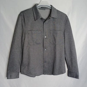 Zara Shirt Jacket Mens USA Large Dark Gray Knit Snap Button Outdoor Cabin Wear - Picture 1 of 8