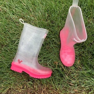 American Girl Rainboots Wellie Wishers Clear Peek a Boo Girls Sz 12/13 - Picture 1 of 9