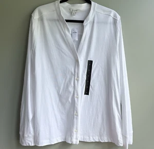 BANANA REPUBLIC White Button Front V-neck Cardigan XL Cotton Minimalist Classic - Picture 1 of 10