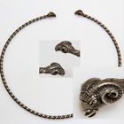 Vintage sterling silver-twisted ram heads decorated Necklace-torc-circa 1900 A.D