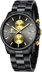 Fashion Business Men Watch Stainless Steel Waterproof Chrono Quartz Auto Date - Picture 1 of 6