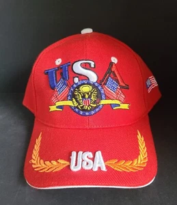 Patriotic Colorful Red US Flag USA America Eagle Adjustable Baseball Cap Hat - Picture 1 of 9