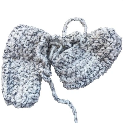 Nuevo Niño Niño Niña Tejido a Mano Gris Blanco Crochet Botines Zapatos Botas Corbata Foto 1 de 4