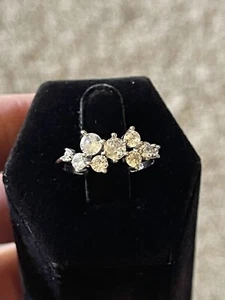 Sterling Silber 925 Zirkonia Cluster Ring Größe 6 - Bild 1 von 15