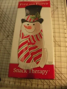FITZ AND FLOYD Snack Therapy Snowman Server Tray Dish Plate Platter Holiday NIB - Picture 1 of 2