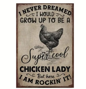 Super Cool Chicken Lady Rustic Burlap Garden Flag 12"x18" - Picture 1 of 3