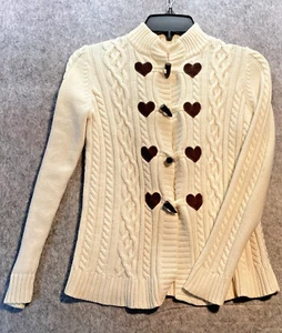 Gymboree Girls Sweater Sz 10-12 thick warm pre own claw hook hearts crochet - Picture 1 of 9