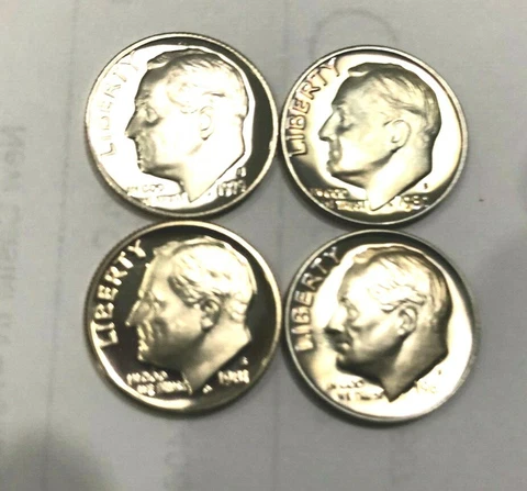 1979, 1980, 1981 1982 S Roosevelt Dime PROOF Set  INCLUDES 2 TYPE 1 PROOFS Cover