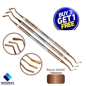 Set of 3 Dental Flat Plastic Filling Instruments Composite Restoration Rose Gold - Picture 1 of 3